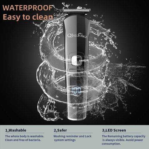 QBZDOUA Mens Hair Clipper Beard Trimmer Cordless Mens Grooming Kit Trimmer for Beard Head Face and Body Waterproof IPX7 LED Power Display