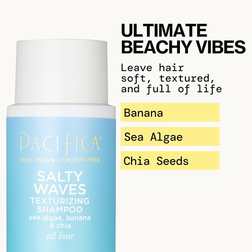 Pacifica Beauty Salty Waves Texturizing Shampoo & Conditioner Set | Effortless Beach Hair | 100% Vegan & Cruelty-Free