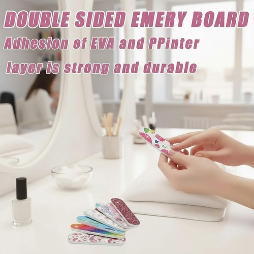 Brillantreal 100-Pack Mini Nail Files 180 Grit - Double Sided Disposable Emery Boards for Natural Nails, Manicure Set