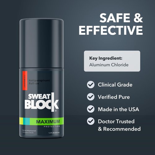 SweatBlock Antiperspirant Deodorant System | MAXIMUM CLINICAL STRENGTH for Men & Women | Hyperhidrosis Aid for up to 7 Days Sweat Control | Roll On 1.2 fl oz + Coconut & Vanilla Deo Stick 2.7oz