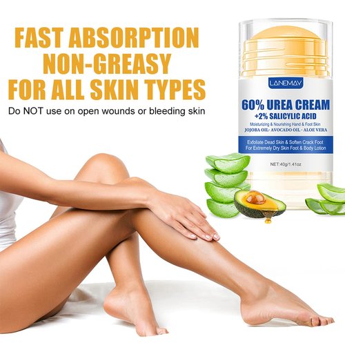 DENESTUP 2Pcs Urea Cream 60% for Feet & Dry Cracked Skin, Cracked Heel Repair Stick Maximum Strength Moisturizing Foot & Hand Balm, Repair Creams for Dry Feet, Knee, Elbow and Hand