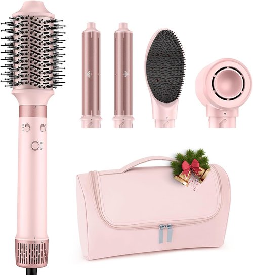 MESCOMB Dual Voltage Hot Air Styler - 5-in-1 Hair Dryer Brush for Fast Drying, Styling & Volumizing | Travel Bag Included (100V–240V)