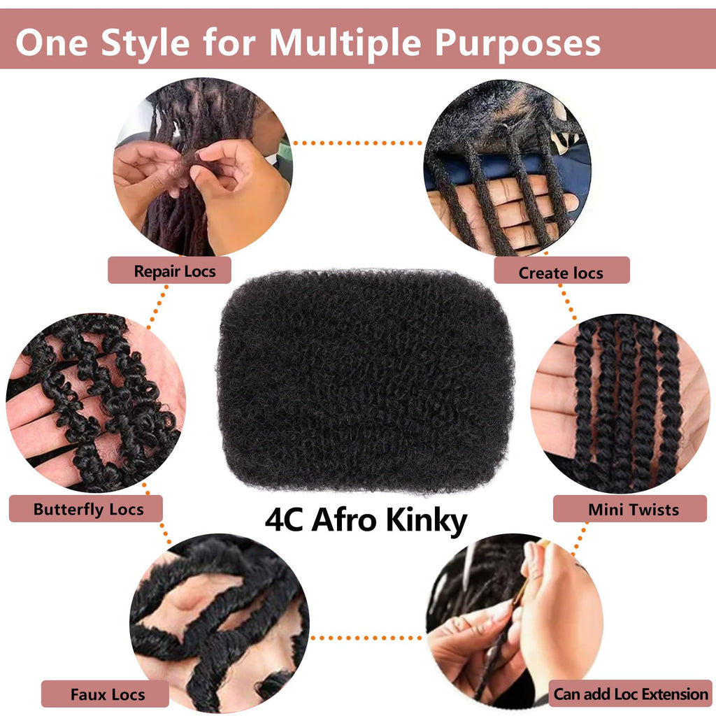 Xtrend 20 Inch 250g 5 Bundles Natural Black Afro Kinky Curly Braiding Bulk Hair For Mini Braiding Twists Afro Kinkys Bulk Synthetic Hair For Micro Spring Twist，Dreadlock Extensions Repair Locs50g/pack