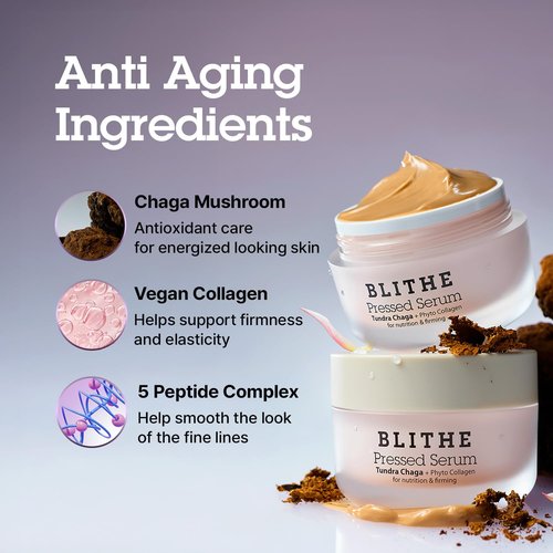 BLITHE Pressed Serum Tundra Chaga - Peptide & Collagen Anti-Aging Moisturizer | Instant Face Lift, 1.68 fl oz