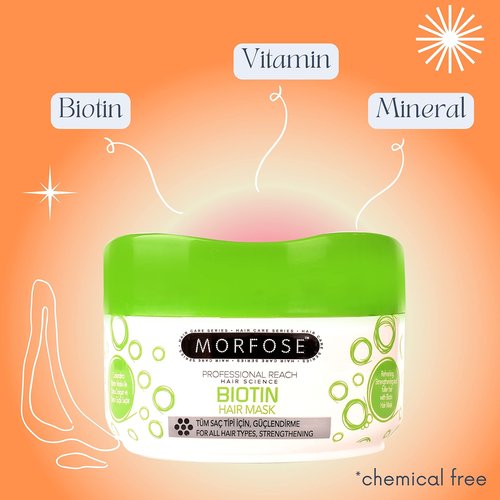 Morfose Professional Biotin Hair Mask for Dry, Damaged, or Brittle Strands, Repairs and Protects, Soft, Smooth and Healthy Hair, reduces Brakage and Split-Ends, (large, 16.9 Fl Oz)