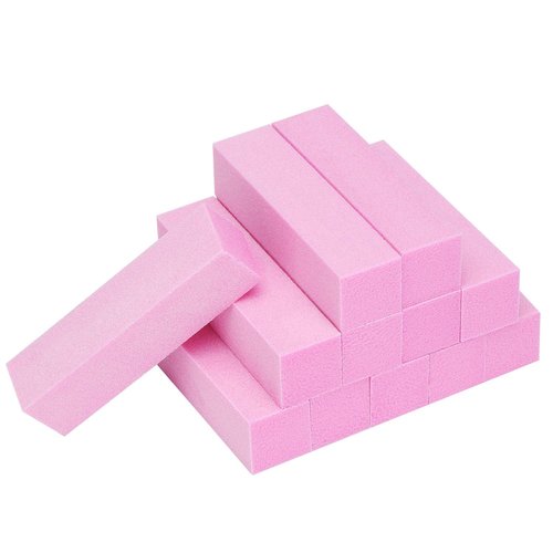 Senkary 12 Pack Nail Buffer Block 4 Sided Professional Nail File Sanding Block Buffing Blocks for Natural and Acrylic Nails (Pink)