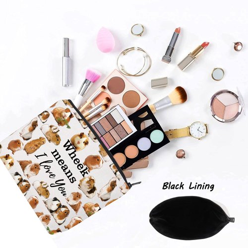 LEVLO Funny Guinea Pig Cosmetic Make Up Bag Guinea Pig Lover Inspired Gift Guinea Pigs Make Me Happy You Not So Much Guinea Pig Makeup Zipper Pouch Bag (Guinea Pigs)