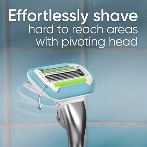 Gillette Venus Platinum Extra Smooth Metal Handle Women's Razor Handle + 4 Blade Refills, Pivoting Head and Ribbon of Moisture