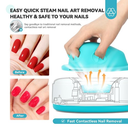SAVILAND Gel Nail Polish Remover Machine: Electric Nail Soaking Bowl Automatic Steam Quick Remove Gel Steam Gel Polish Remover Portable Nail File Tools Salon Home DIY