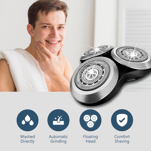 Philips Norelco SH90 Replacement Rotary Heads - Upgrade Double-Layer Precision Blades for Series 9000