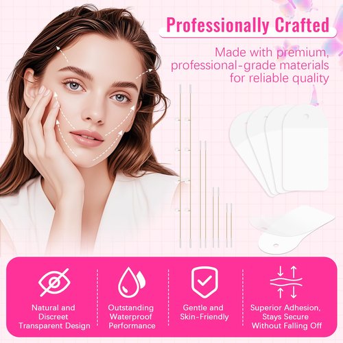 Face Lift Tape Invisible with String – 60 PCS Neck Tape Lifting Invisible for Instant Lifting Eye Brow Wrinkles, Ultra-Thin Facial Lifter, Facelift Stickers for Special Events & Makeup-Friendly Use