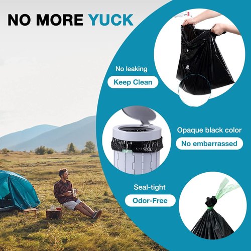 TRIPTIPS Portable Toilet Bags - Leak-Proof 8 Gallon Camping Waste Bags | Ideal for Hiking & Travel