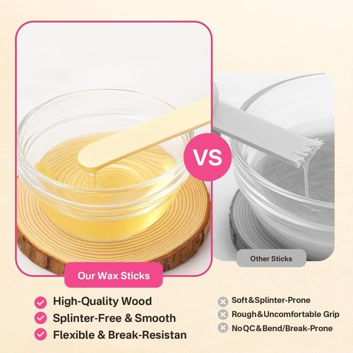 500 Pcs Waxing Sticks Assorted Wax Applicator Set For Body Legs Face, Wax Stick for Hair Removal 3 Style Wood Popsicle Sticks For Waxing, Mud Mask or Wood Crafts (Beige)