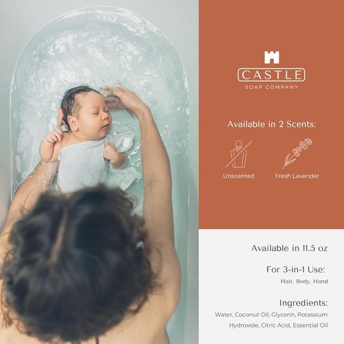 Skiennix Foaming Baby Castile Soap - 3-In-1 Hair, Body & Hand Wash | Nourishing Coconut Oil | 11.5 oz | Fresh Lavender