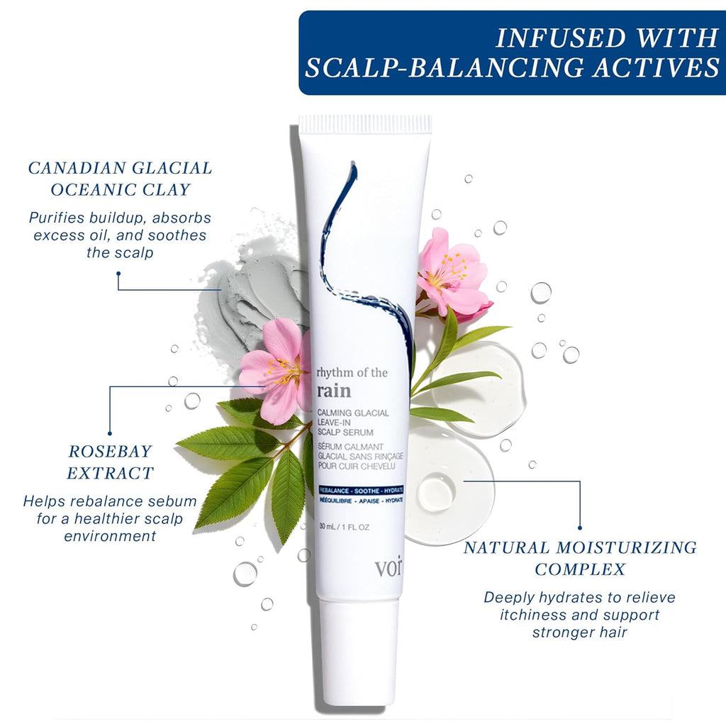 Voir Haircare Scalp Serum - Hydrating & Calming Formula for Dry, Itchy Scalp | 30ml with Canadian Glacial Oceanic Clay