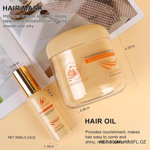 **Skiennix Argan Oil Hair Mask - Deep Repair Conditioning Treatment for All Hair Types | 16.9 fl oz + 2 fl oz**