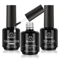 Beetles Top Coat Base Gel & Nail Glue Set-3Pcs No Wipe Top Coat Gel Nail Polish & Base Coat with 9 In 1 Nail Glue Shine Effect Long Lasting Soak Off Uv Light Lamp Diy Nail Gifts for Women & Girls