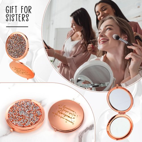 Fumete 4 Pcs Inspirational Compact Mirror Bulk Employee Thank You Gifts Sometimes You Forget You're Awesome Pocket Magnifying Cosmetic Mirror for Women Boss Birthday Coworker Staff Mom