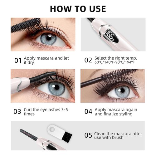 EYECURL Heated Eyelash Curler, S600 Heated Lash Curler, Accurate Temperature Control Electric Eyelash Curler Heated - Intelligent Power Off, Natural Long Lasting Makeup - Primrose Pink/Silver