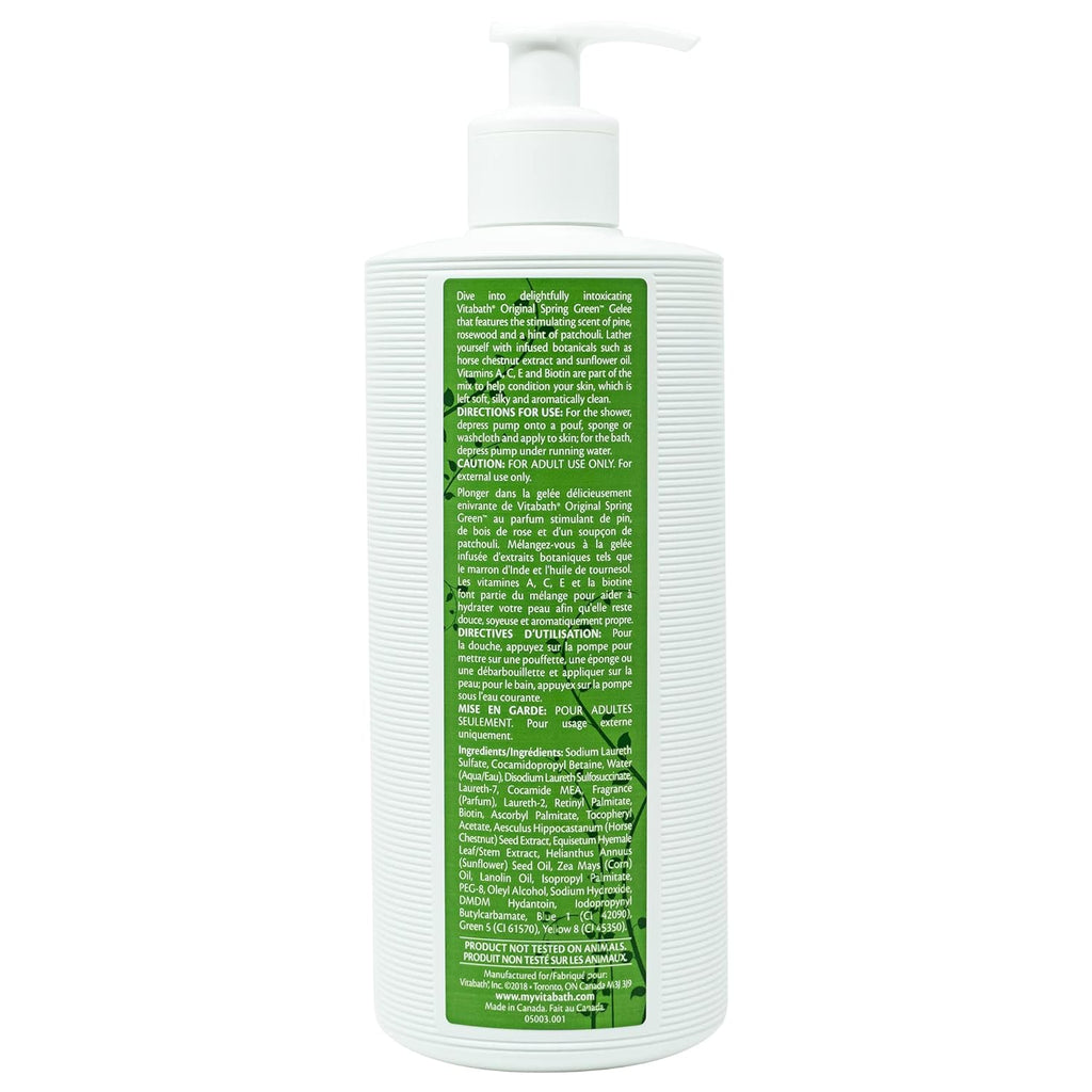 Vitabath Original Spring Green Bath & Shower Gel - Hydrating Botanical Skin Rejuvenation, 21 oz