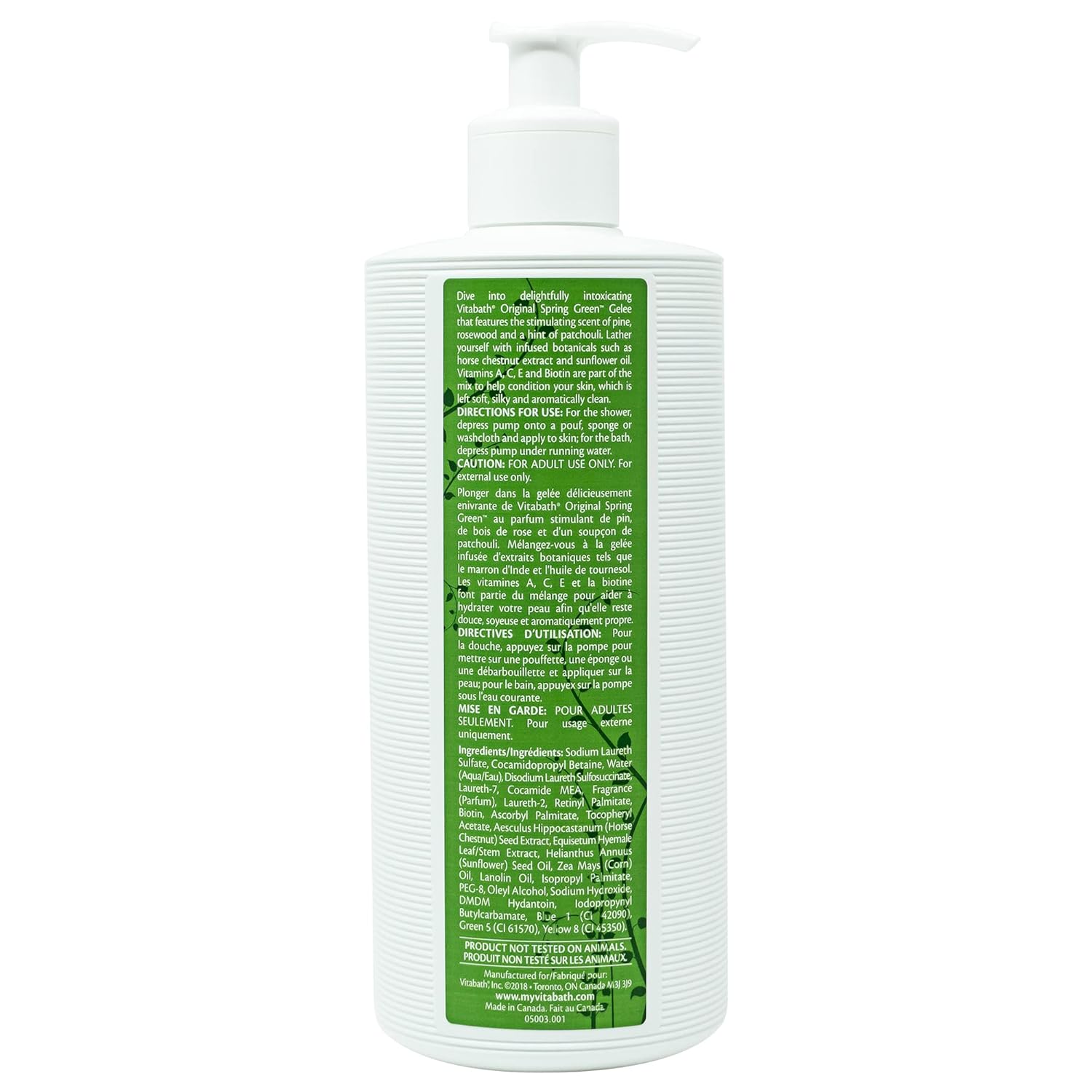 Vitabath Original Spring Green Bath & Shower Gel - Hydrating Botanical Skin Rejuvenation, 21 oz