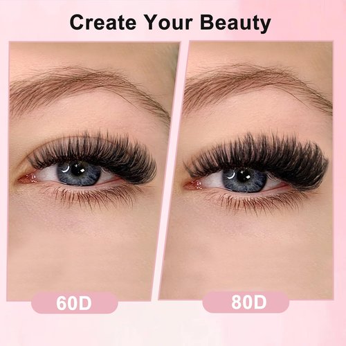 GRACEFULIA Fluffy Lash Clusters Kit 60D+80D, DIY Lash Extension Kit with 280PCS 10-18mm Thick Individual Lashes, Bond & Seal, Tweezers for Eyelash Extensions at Home