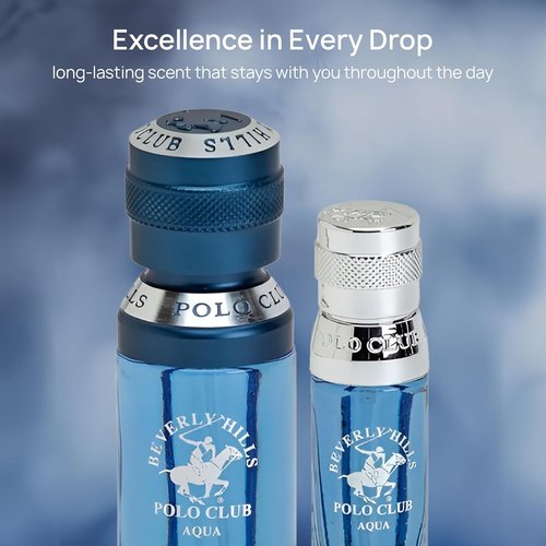 Beverly Hills Polo Club Men's Eau De Toilette Aqua - Long-Lasting Fragrance, 2.2 Fl Oz Total (1.7oz + 0.5oz Travel)