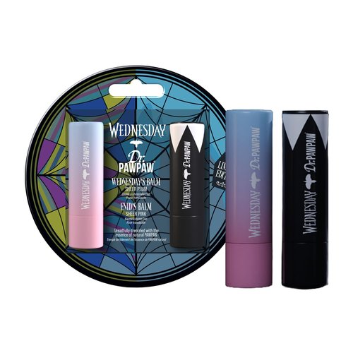 Dr. PawPaw Wednesday Ophelia Hall Lip Balm Set - Sheer Plum, Sheer Pink - Natural Balm with Aloe Vera - Hydrating Gluten Free Lip Moisturizer - 2 pc