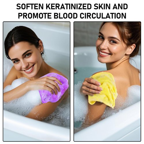African Net Sponge Exfoliating Washcloths 6 Pack - Double Sided Bath Scrub Cloths for Deep Cleaning Face & Body - Revitalize Skin - All Skin Types (Yellow, Pink, Purple, Black, Blue, White)