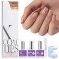 BTArtboxnails XCOATTIPS French Tip Press on Nails - Skin Tones Short Press On Nails Square, Soft Gel Nail Tips with Nail Gel, French Protecting Duo, Nail Lamp, All in One Fake Nail Extension Kit