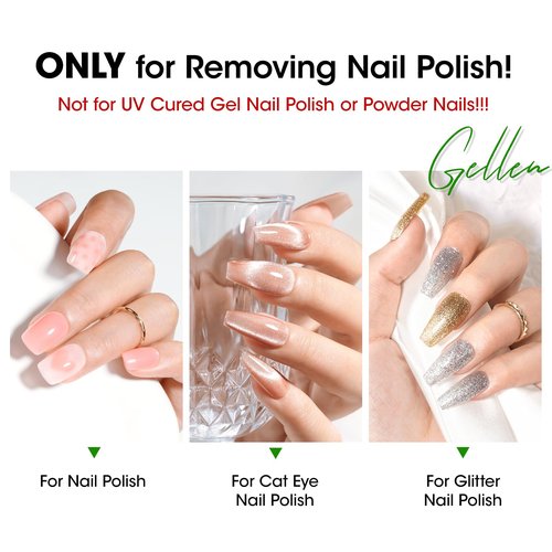Gellen Nail Polish Remover, Non Acetone Nail Polish Removal for Regular Nail Polishes, Jasmine Scent Healthy Nail Polish Remover with Easy Push-down Pump, 6.09 Fl Oz