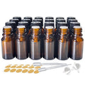 DZREVEOTA 24 Pack 10ml Amber Glass Essential Oils Bottles Empty Glass Dropper Vials Sample Bottle With Orifice Reducer and lid,for Aromatherapy Oils (Amber, 10ml)