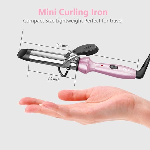 DAN Technology Mini Curling Iron - Dual Voltage Travel Size Up to 450°F | Nano-Titanium Barrels, Fast Heating