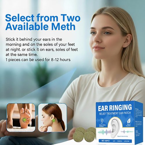 TEELAMP Tinnitus Relief for Ringing Ears, Tinnitus Relief Patch Natural & Long-Lasting Comfort, Effective Reduce Ear Noise, Tinitus Ringing & Discomfort, Mild Ingredients Safe for Daily Use, 60 Pcs