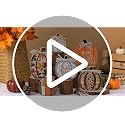 Rustic Fall Wooden Pumpkin Decor Set - 3 Pcs Tabletop Autumn Decorations - 4, 6, 8 Inches with Distressed Finish & Raffia Bows