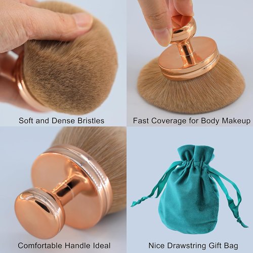 Skiennix Extra Large Body Makeup Brush - 74mm Wide-Headed Kabuki Brush for Self Tanner & Bronzer Blend | Includes Drawstring Bag