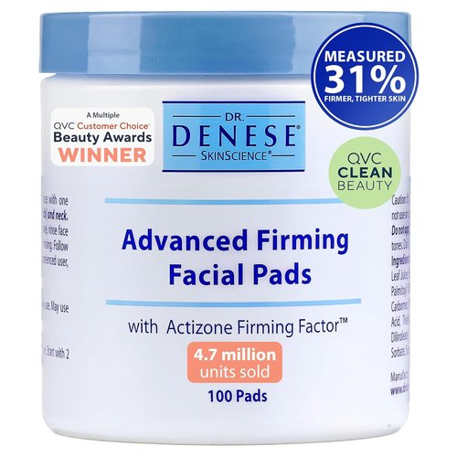Dr. Denese SkinScience Advanced Firming Facial Pads - 100 Count Exfoliator with Glycolic Acid & Peptides for Radiant Skin