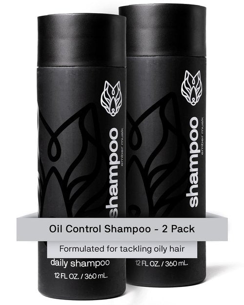 Black Wolf Charcoal-Infused Men's Shampoo | 2-Pack for Oily Hair - 12 Fl Oz Each - Deep Cleansing & Hydrating Formula