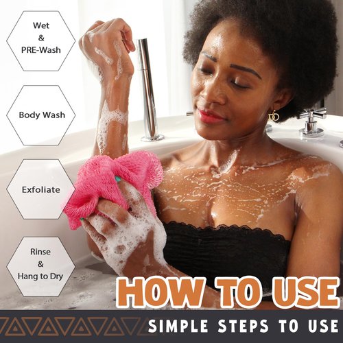 African Net Sponge Authentic - African Exfoliating Net Sponge Real African Wash Cloth Loofah - African Bath Sponge with Knots Exfoliator Net for Shower Body Scrubber - Skin Smoother Scrub Net