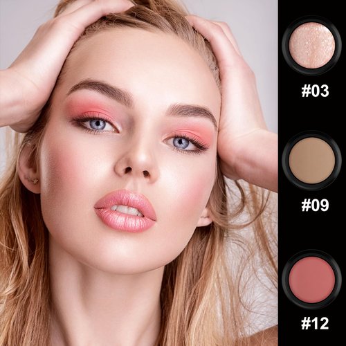 PHOERA Foundation,3 PCS Contour Stick Makeup Kit, Shades with Highlighter, Blush and Bronzer Contour Stick for Sculpt the Cheeks (102+Fair-Light Contour/Nude+#03,#09,#12)