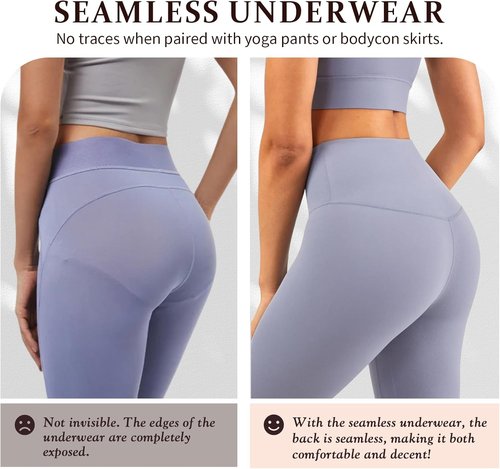 Skiennix Seamless Thongs - V-Waisted Invisible No Show Breathable Stretch Panties | 6-Pack
