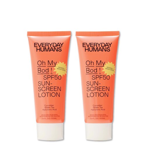Everyday Humans Oh My Bod SPF 50 Sunscreen Lotion - Face & Body Protection, 3.4 oz (Pack of 2)