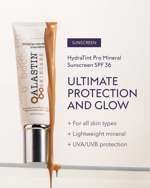 ALASTIN Skincare HydraTint Pro Mineral Sunscreen SPF 36 - Tinted Daily Moisturizer for Face & Neck | Fragrance-Free, Water Resistant (3.2 oz)