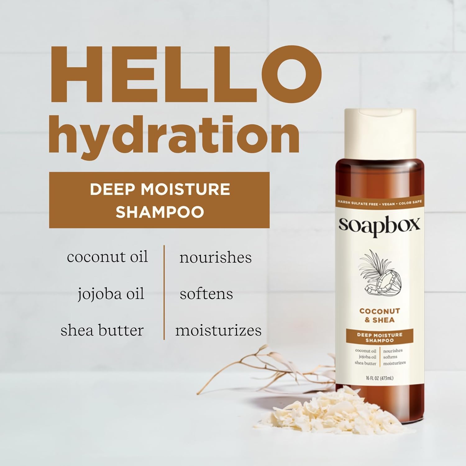 Soapbox Coconut Shampoo and Conditioner Set - Moisturizing Coconut Oil & Jojoba Oil | Paraben Free, 16oz (Pack of 2)