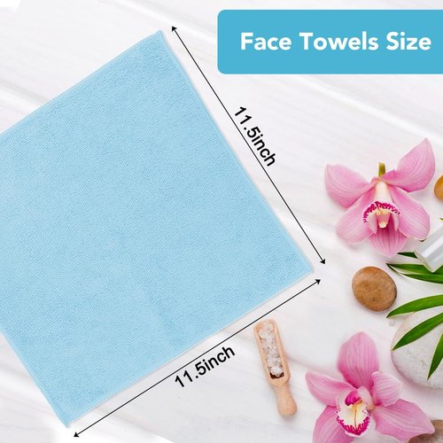 Orighty Washcloths, 20 Pack Microfiber Face Towels, Highly Absorbent and Soft Feel Wash Cloths & Hand Towels for Bathroom, Hotel, Spa, and Gym, 11.5x11.5 Inch, Multicolor