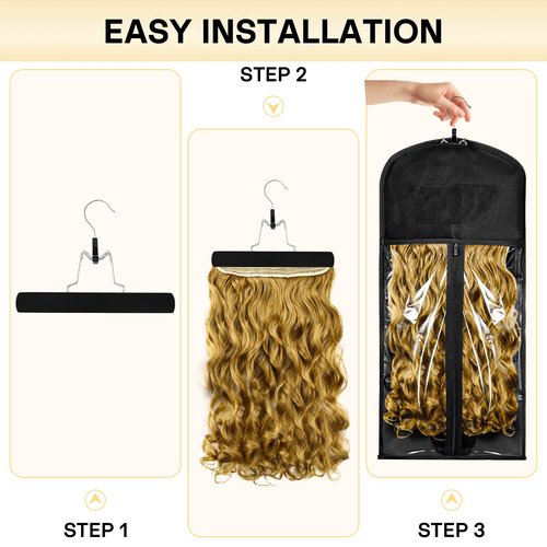 VARIPOWDER 10pcs Wig Storage Bags with Hanger Hair Extensions Storage for Multiple Wigs, Dust-Proof Wigs Bag with Strong Holder Home Travel Closet Wigs & Accessories