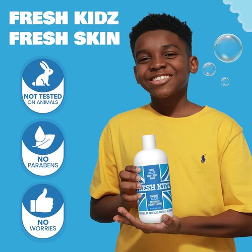 Fresh Kidz Hair & Body Wash - Gentle Cleanser for Kids & Teens | Boys Blue, 16.9 Fl. Oz.