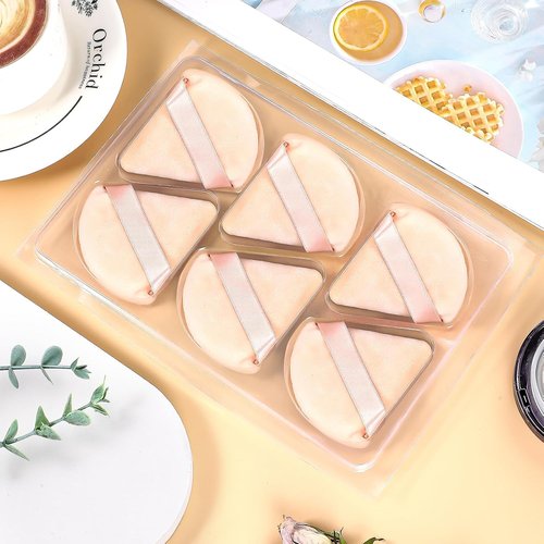Skiennix Triangle Powder Puff Set - 6 Soft Makeup Sponges for Foundation & Face Powder | Flesh Color