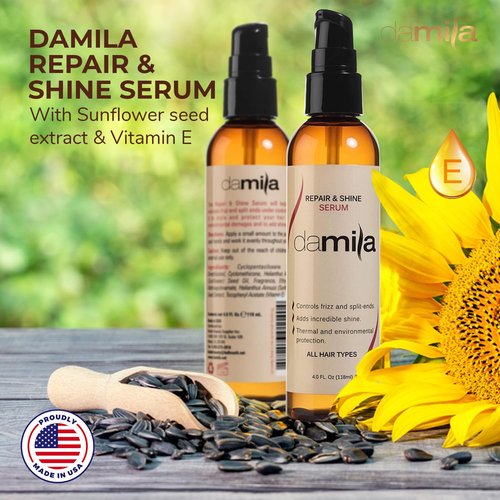 Damila Repair & Shine Serum - Split End Repair & Frizz Control for Brilliant Shine | 4.1 Fl Oz