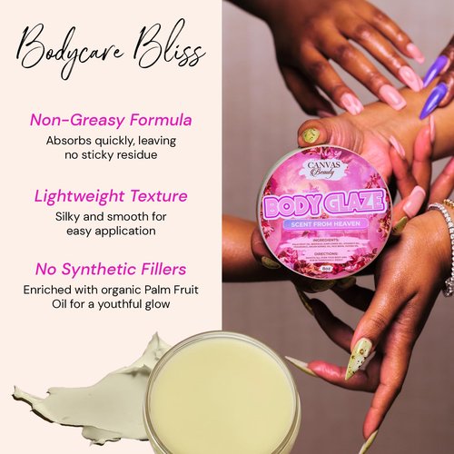 Canvas Beauty Body Glaze, Scent From Heaven – Sweet Cherries & Star Anise, Moisturizing Non-Greasy Body Butter for Women With Beeswax, Jojoba Oil, and Rice Bran for Soft and Glowy Skin